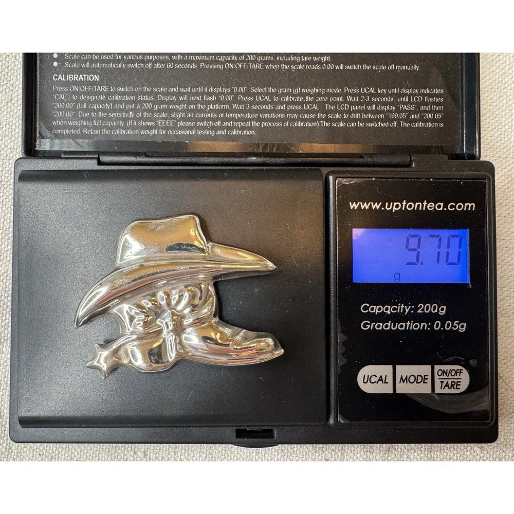 TR-97 Mexico 925 Sterling Silver Cowboy Bolo Slide Boot & Western Hat 9.7g